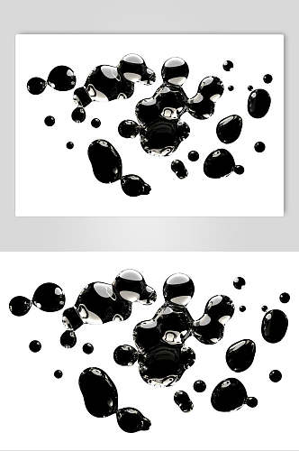 时尚反光黑色高清透明水滴液体素材