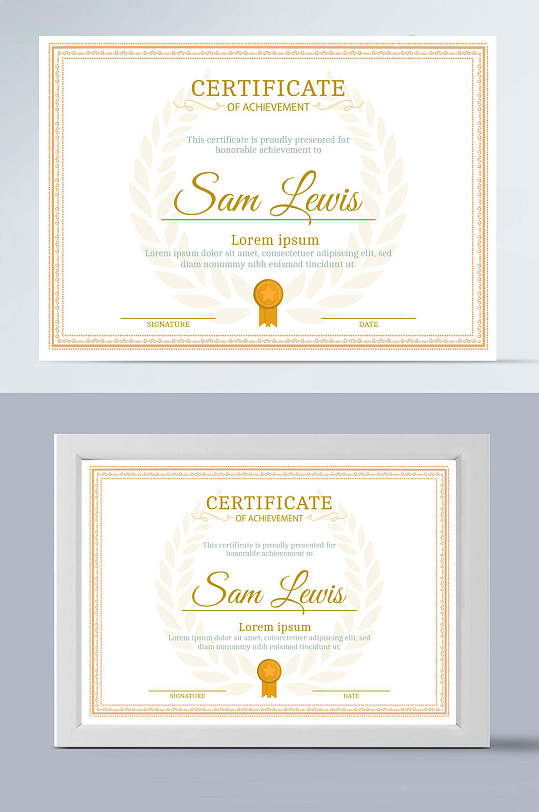 简约英文荣誉证书-众图网