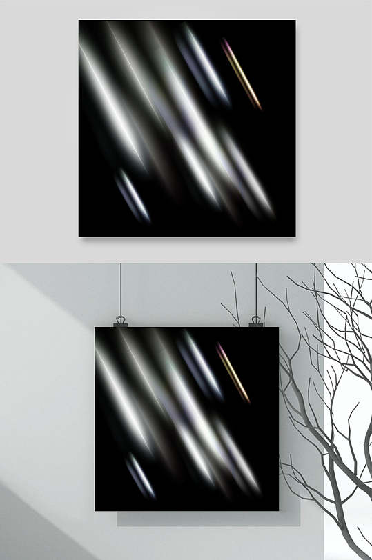 时尚黑白大气高端时尚棱镜光影素材