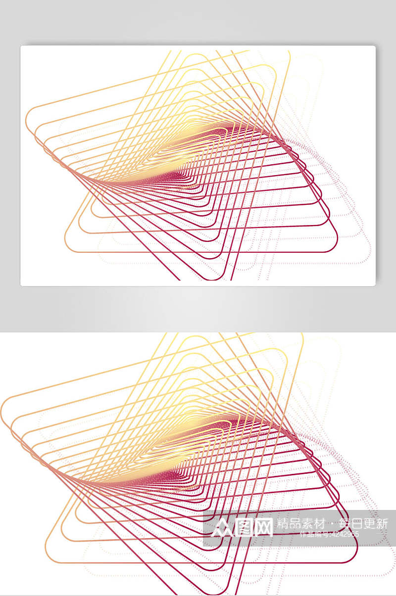 红黄线条清新抽象线性图形矢量素材素材