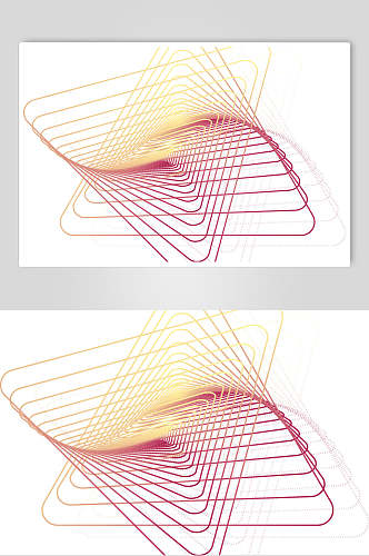红黄线条清新抽象线性图形矢量素材
