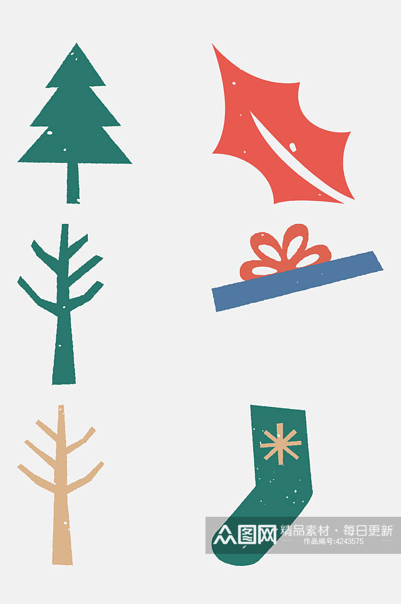 袜子树木大气高端圣诞节免抠元素素材