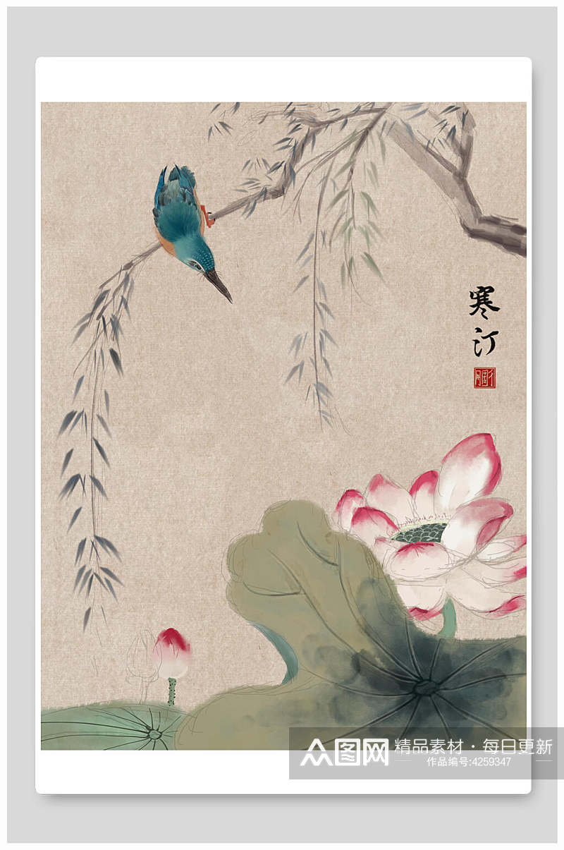 古风中国风花卉插画素材