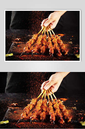 香辣美味烤肉烤串美食食品图片