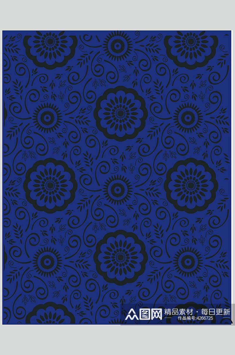 花纹蓝色古典日式纹样矢量素材素材