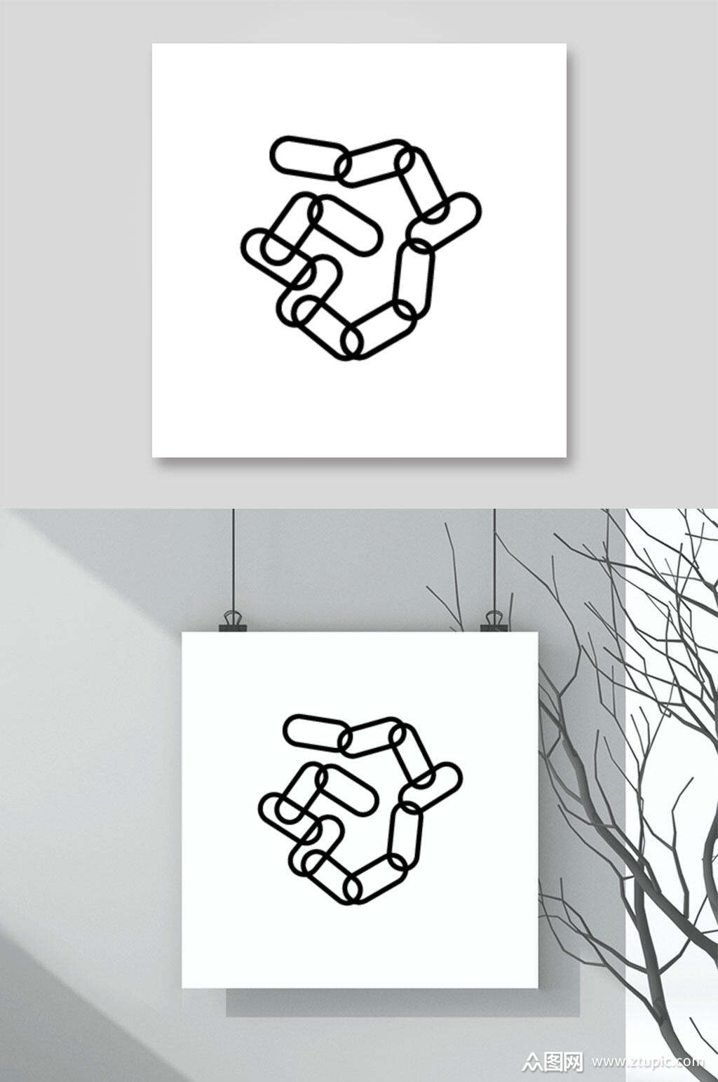 简约环环相扣潮流酸性图形矢量素材素材