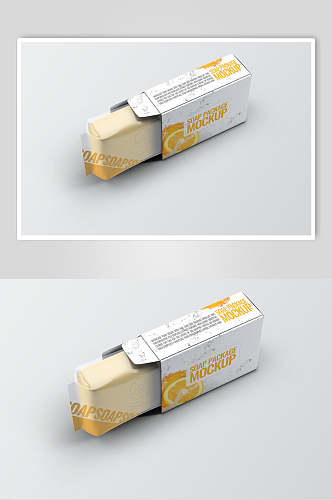 简约奶黄色香皂包装设计样机