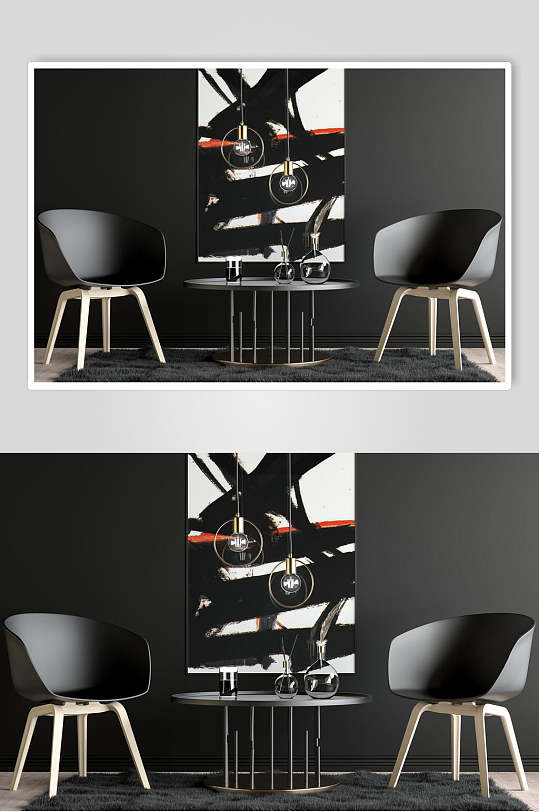 板凳桌子吊灯壁画黑装饰画样机