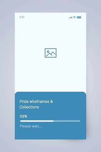 蓝色英文图片手机UI界面设计