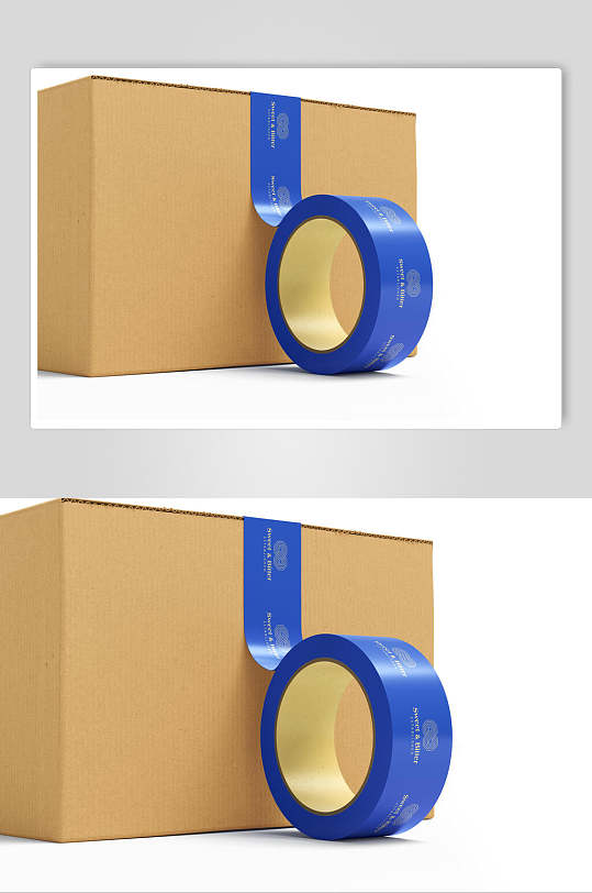 立体圆形纸盒棕胶带不干胶样机