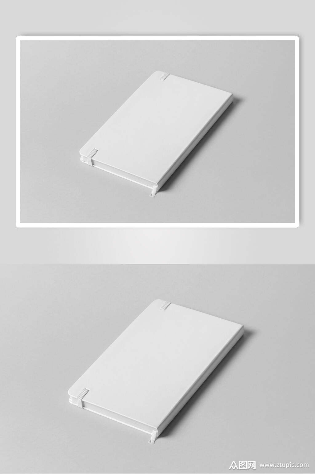 立体硬壳灰白色背景记事本样机素材