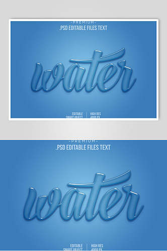蓝色渐变透明字体特效素材