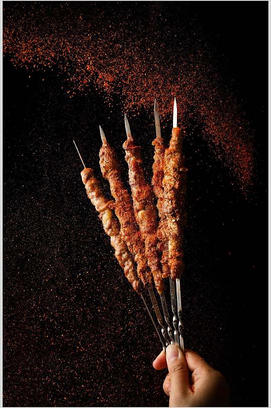 香辣烤肉烤串美食食品图片
