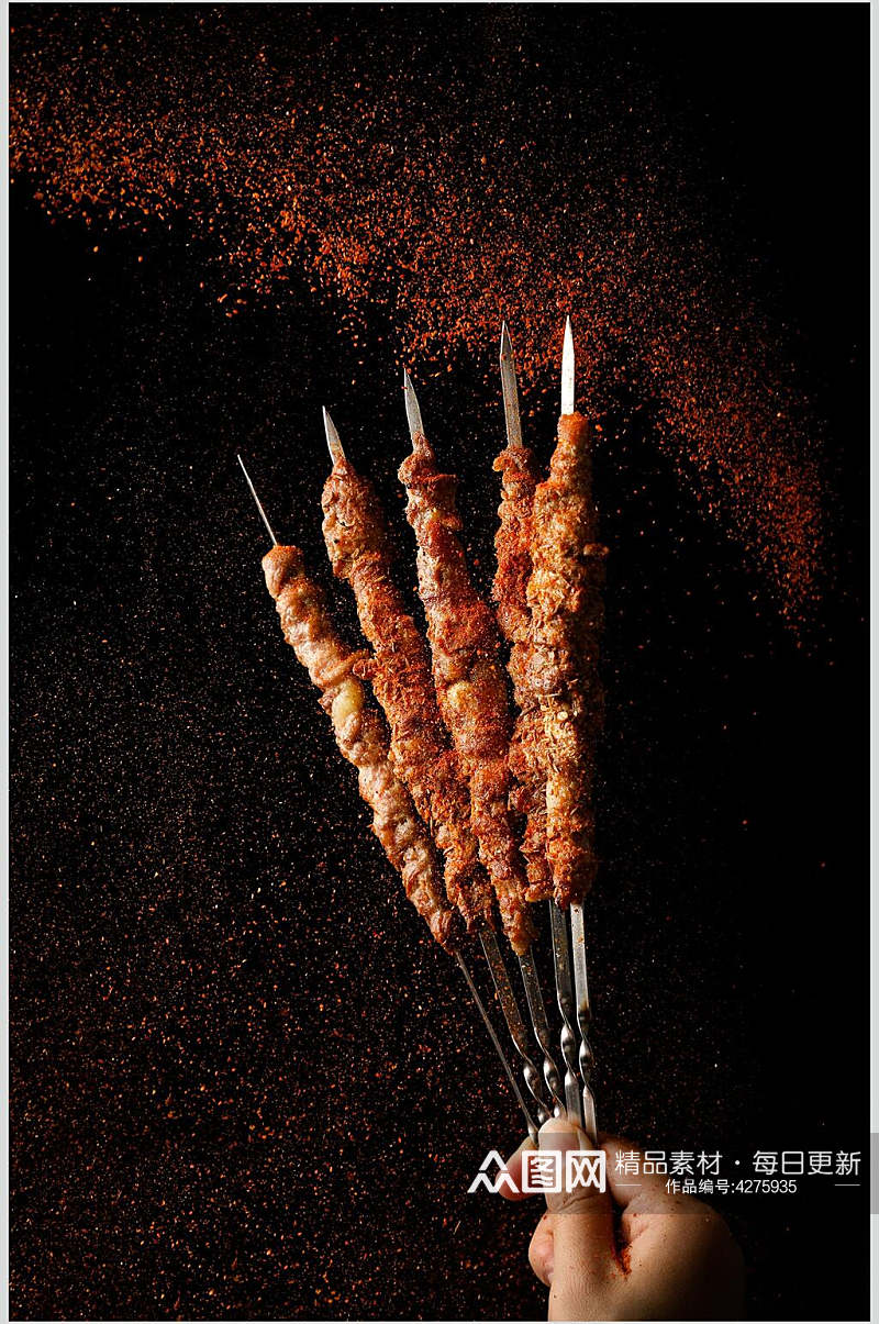 香辣烤肉烤串美食食品图片素材
