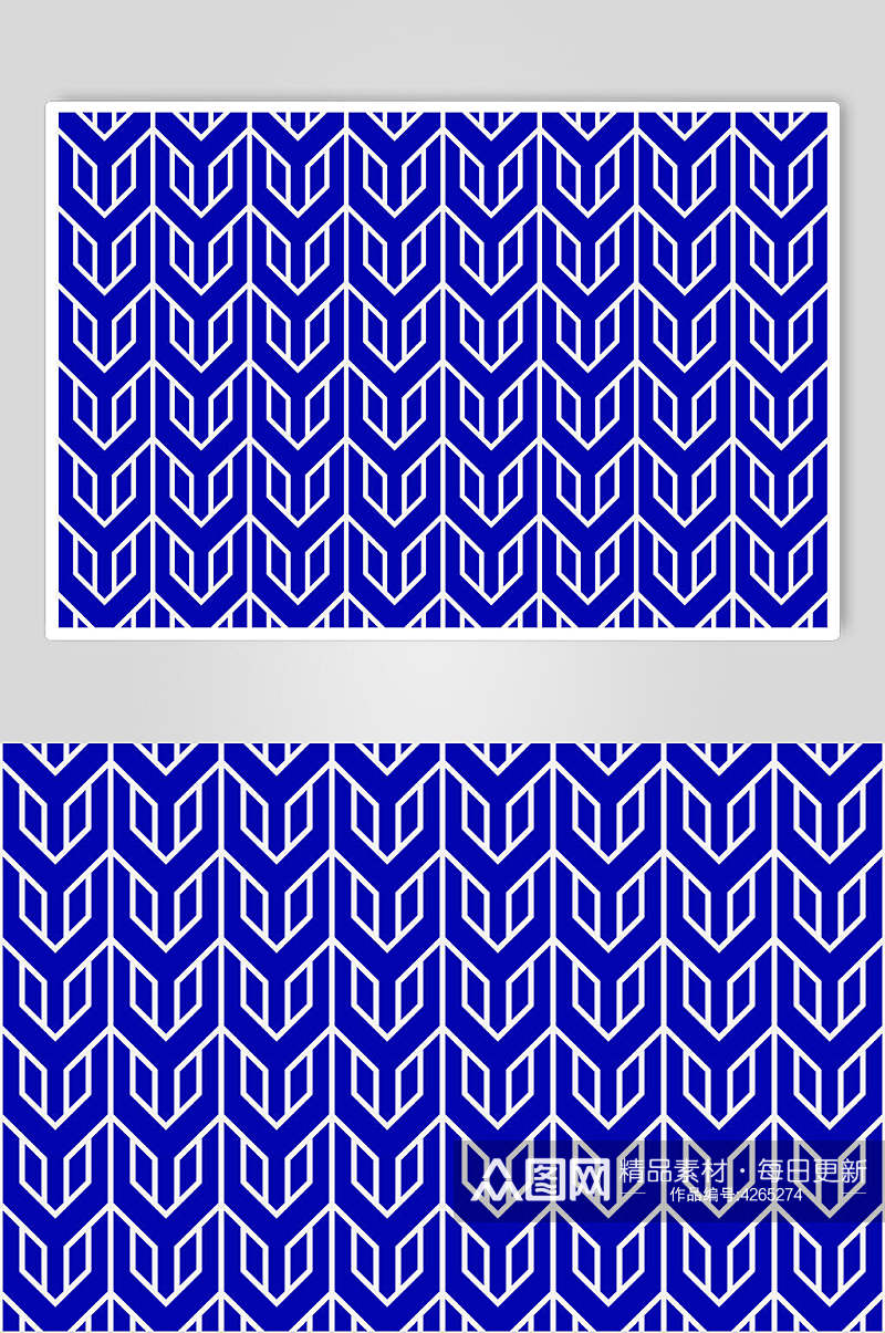 线条蓝白高端古典日式纹样矢量素材素材