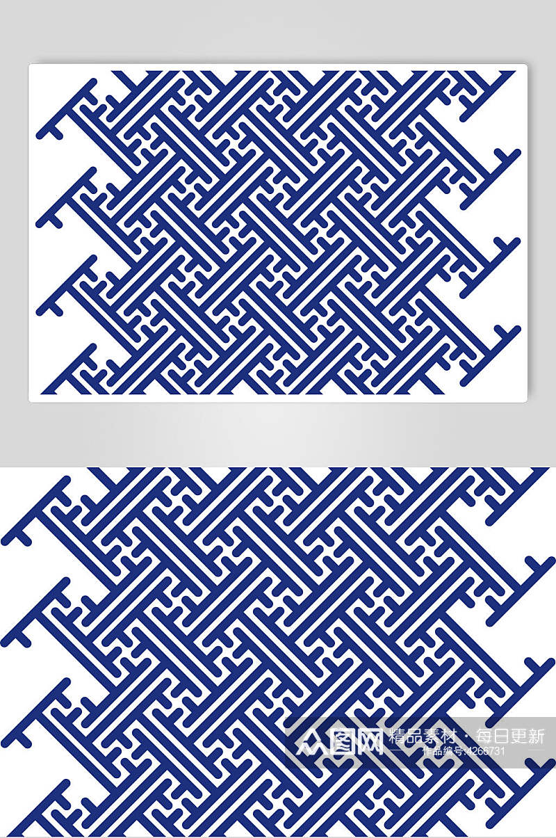 线条蓝中国风纹理图案矢量素材素材