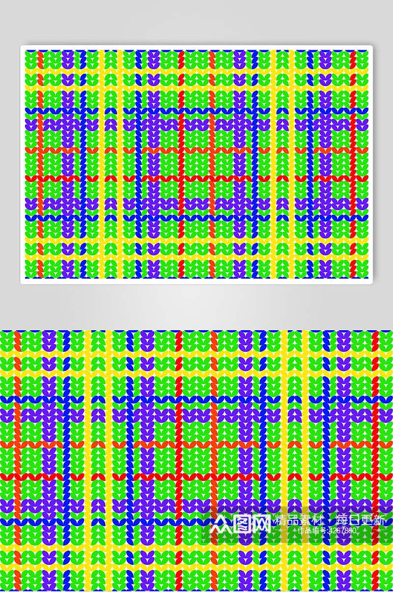 线条清新英伦彩色格子图案矢量素材素材