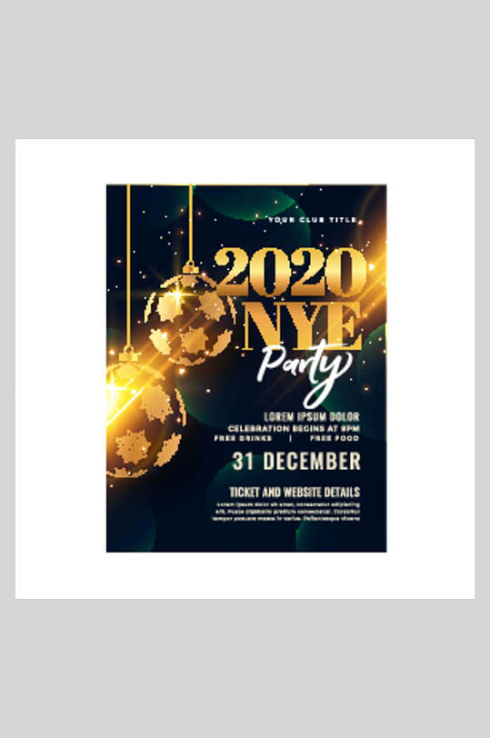 金色圣诞节矢量海报-众图网