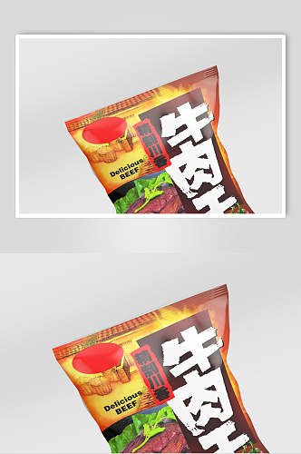 牛肉干中文字植物零食包装样机