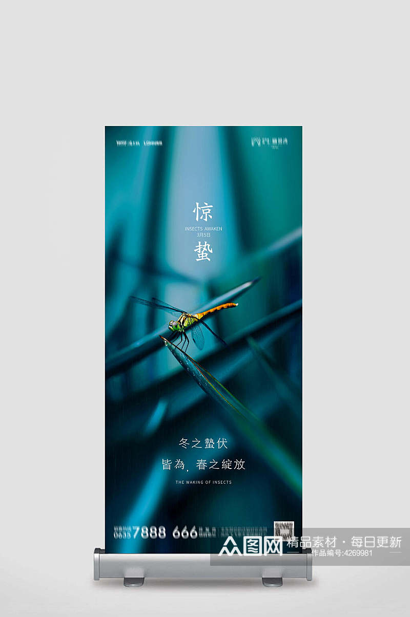 蜻蜓惊蛰展架素材