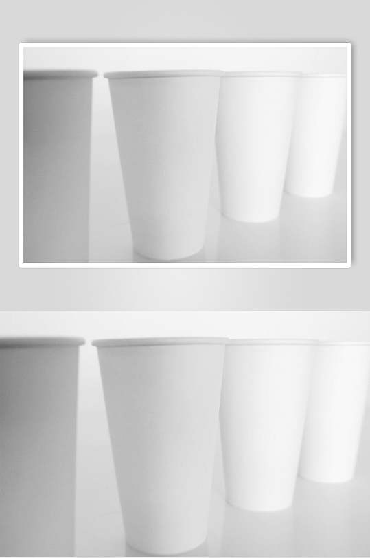圆柱形近景灰色一次性纸杯样机