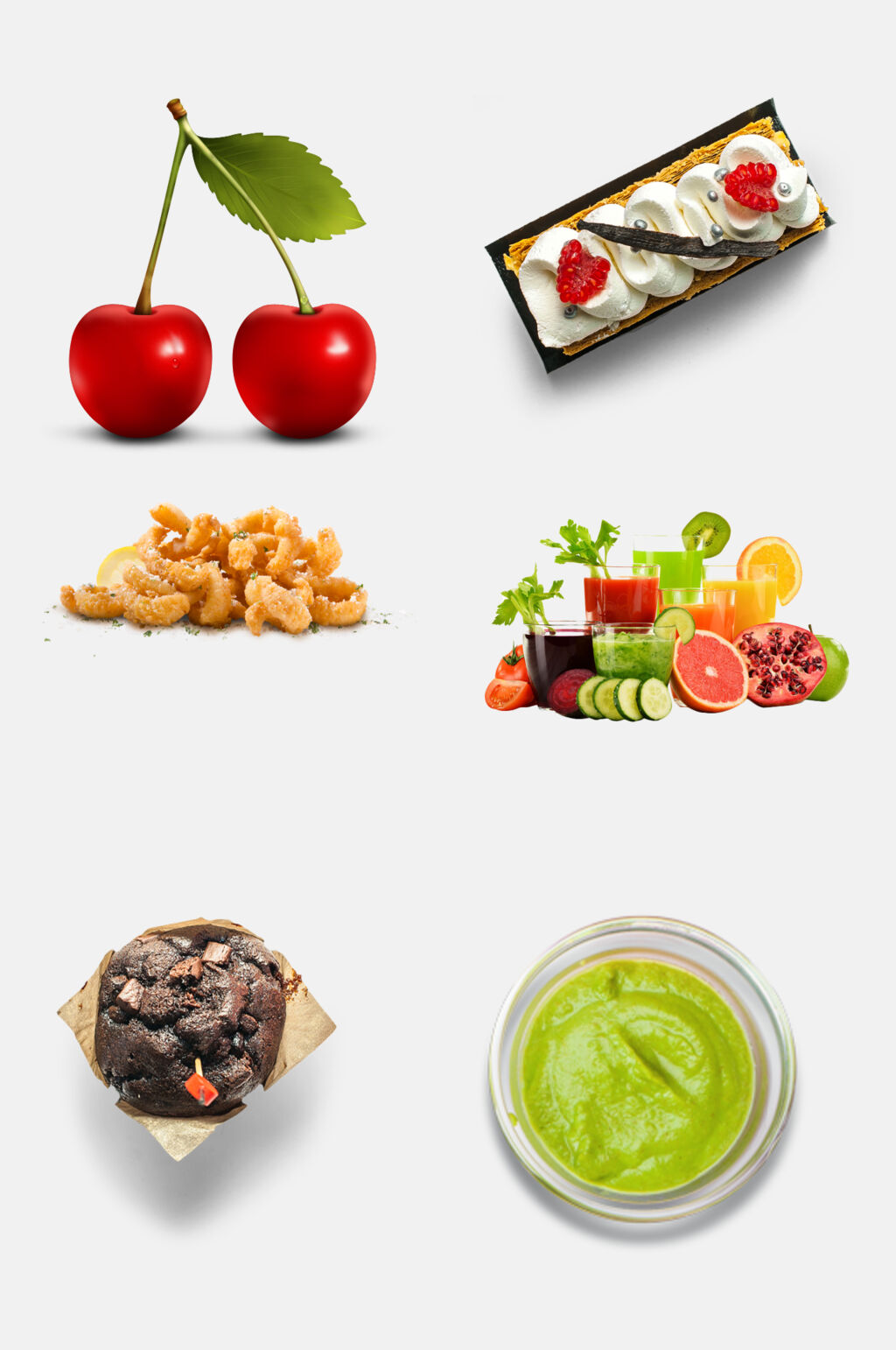 樱桃抹茶新鲜食材果蔬免抠素材素材
