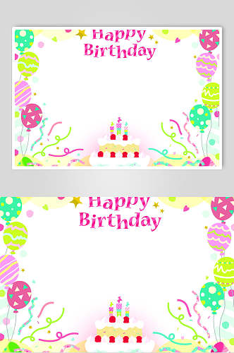 蛋糕蜡烛气球卡通生日矢量素材