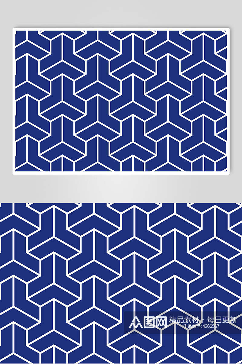 线条蓝色古典日式纹样矢量素材素材