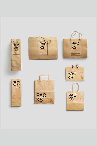 创意牛皮纸袋品牌设计物料样机