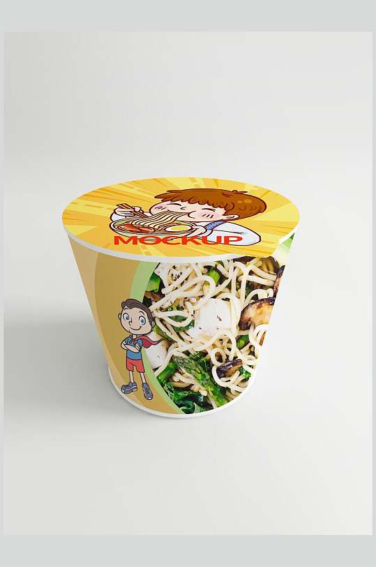 卡通小伙图案方便面盒包装样机