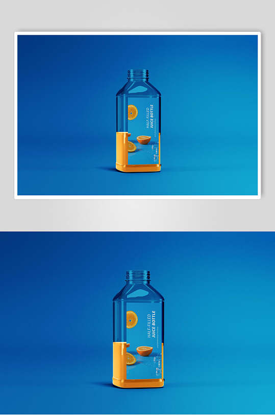 橙子英文字母浅蓝色饮料瓶样机