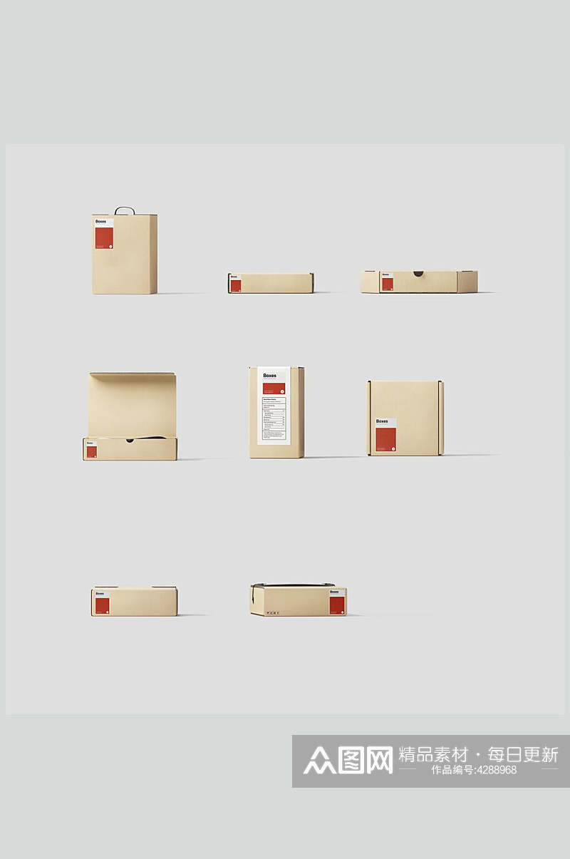 包装盒简约品牌设计物料样机素材
