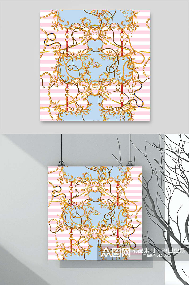 线条素雅创意矢量围巾印花图案素材素材