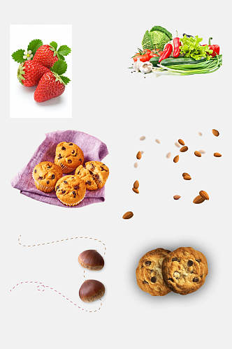 饼干草莓新鲜食材果蔬免抠素材