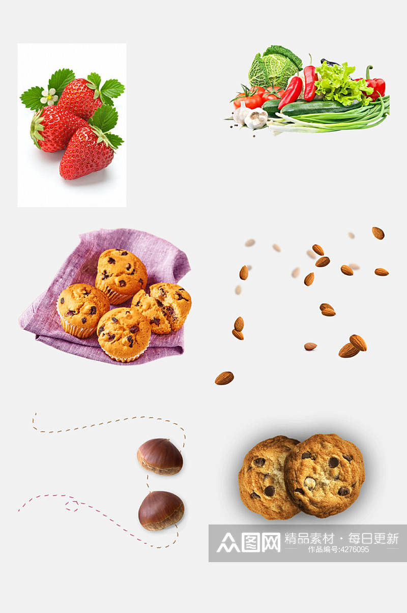 饼干草莓新鲜食材果蔬免抠素材素材