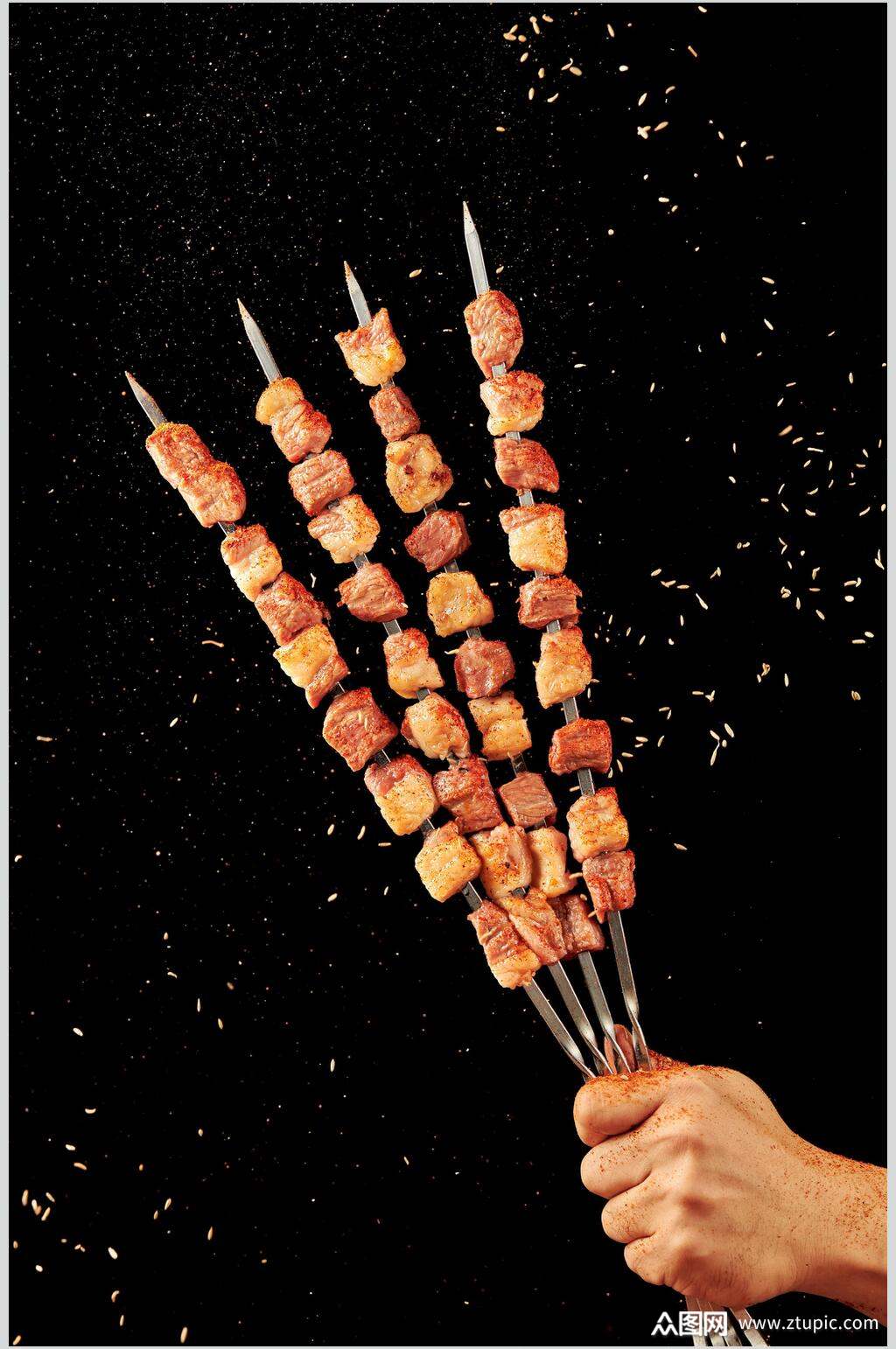 美味四个大肉串烤串美食图片素材