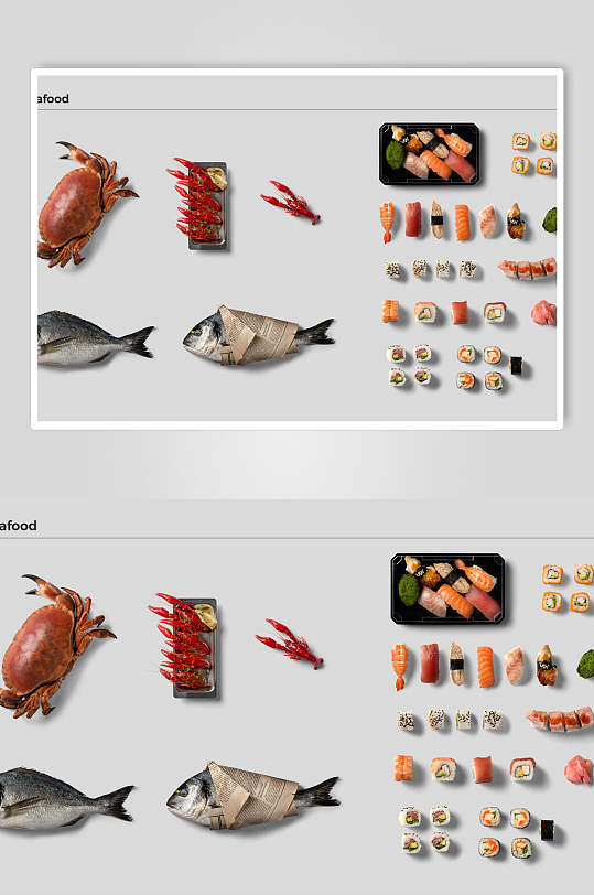 创意鱼螃蟹食物餐饮素材