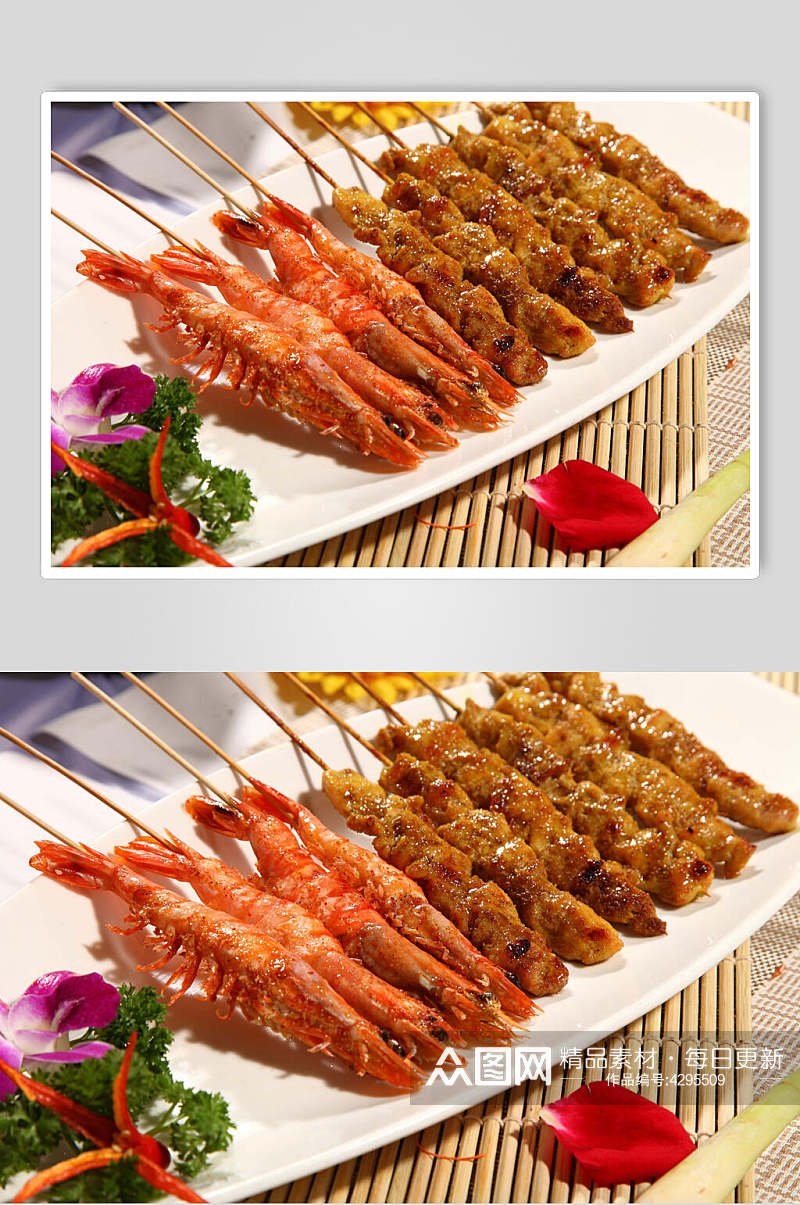 地方特色美食虾肉串美食图片素材