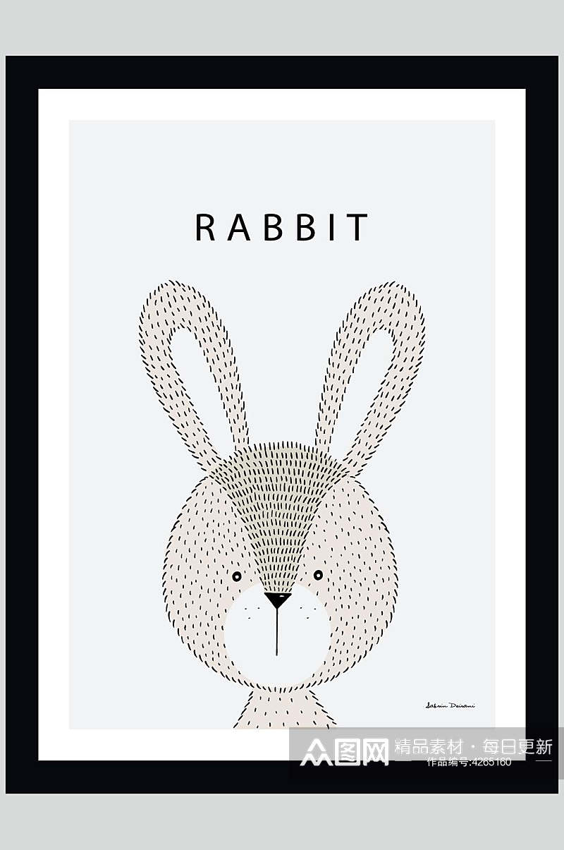 兔子黑黄清新北欧装饰插画矢量素材素材