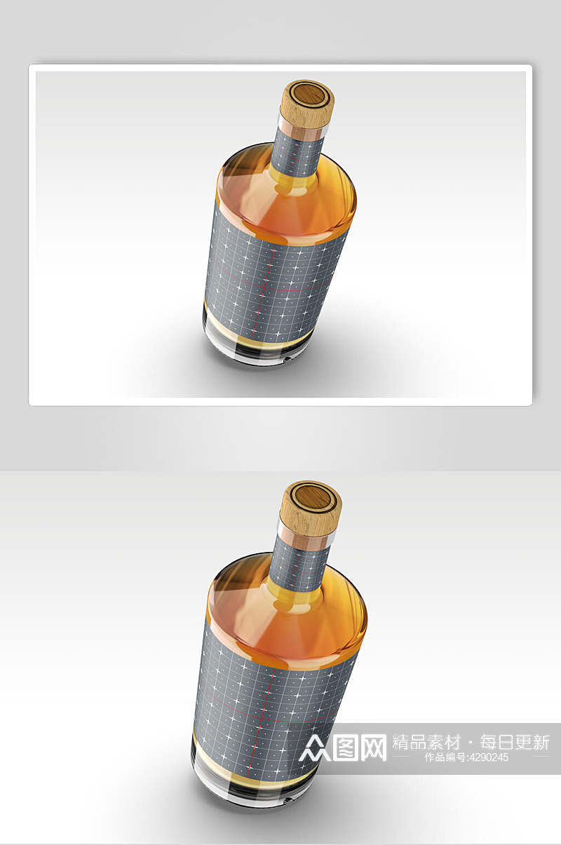 圆形盖子英文字母液体酒瓶样机素材