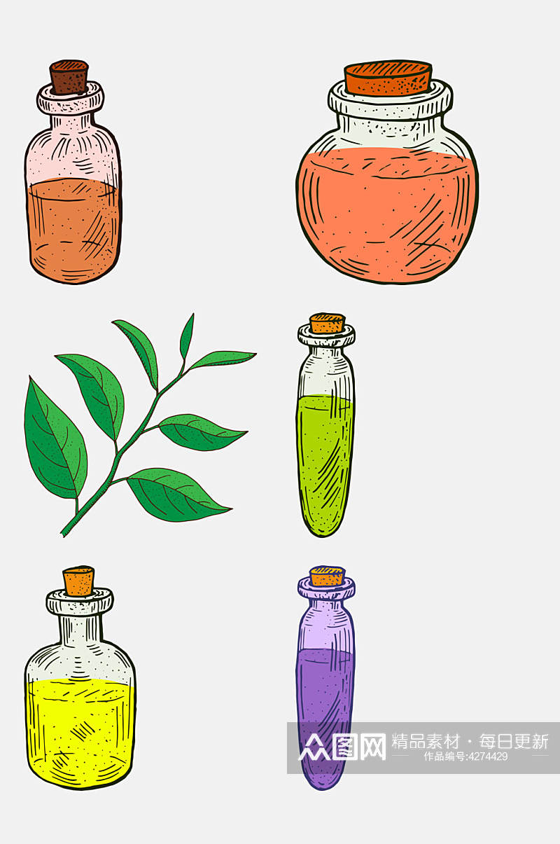 创意紫色杯子卡通植物插画免抠素材素材