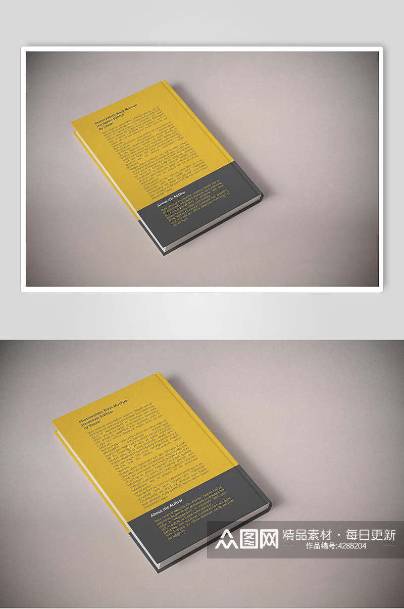 黄色大气英文硬质书籍封面样机素材