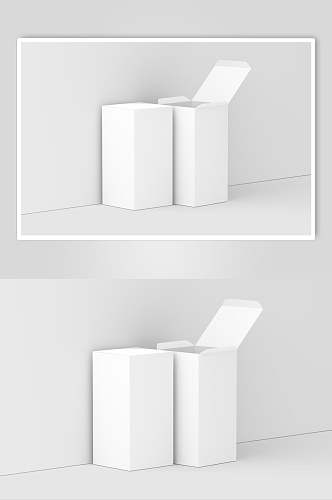 基础白色长方形纸盒样机