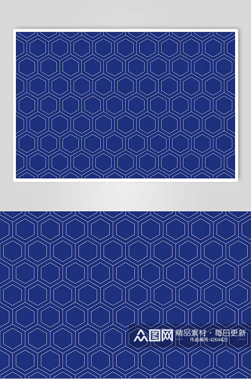 多边形蓝古典日式纹样矢量素材素材