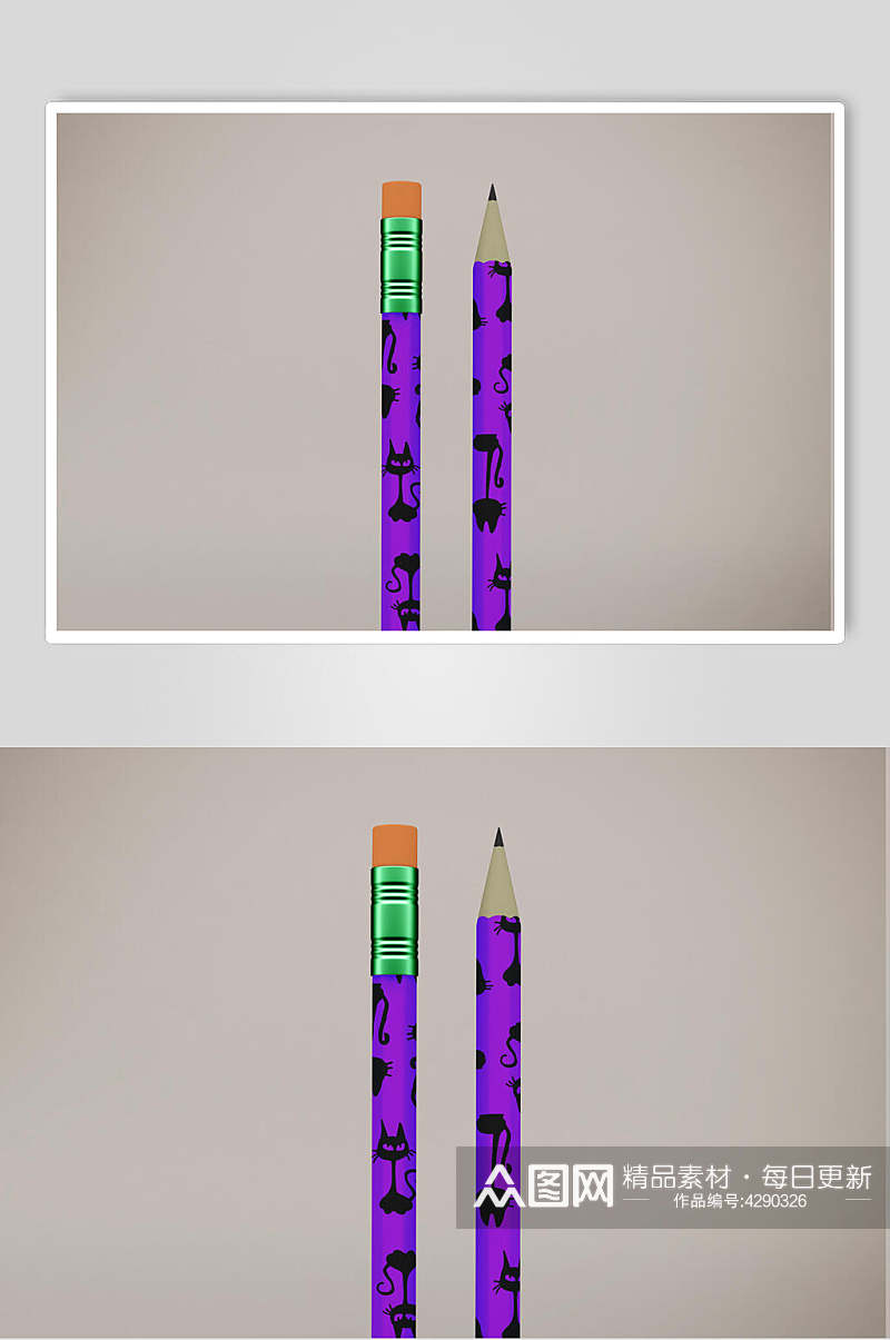 紫色系列铅笔样机素材