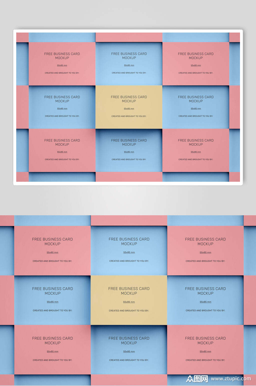 英文字母粉色卡片名片排版样机素材