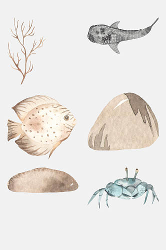 创意螃蟹海底动物免抠素材