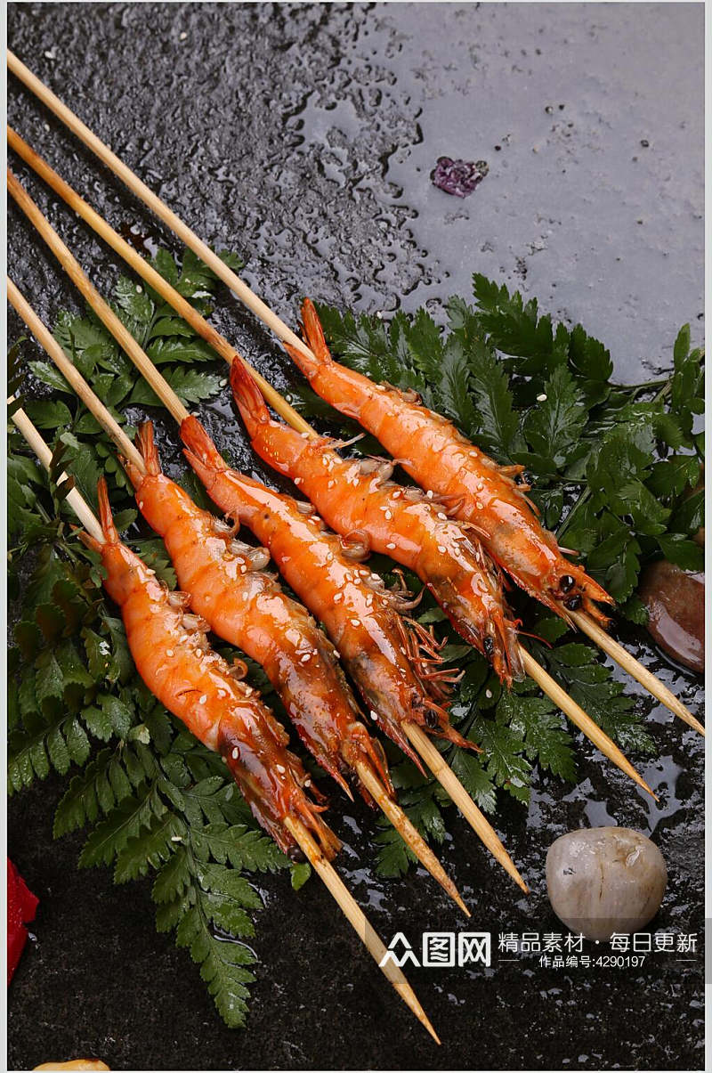 鲜虾烤串美食图片素材