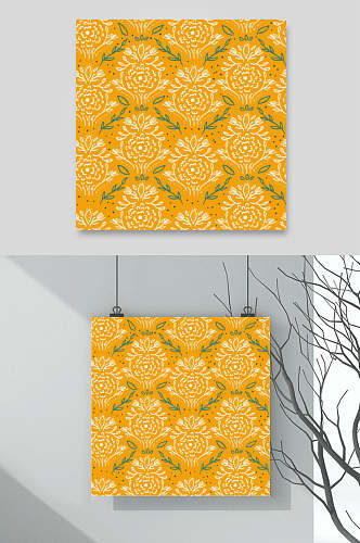 数字方形黄色日系森系背景素材