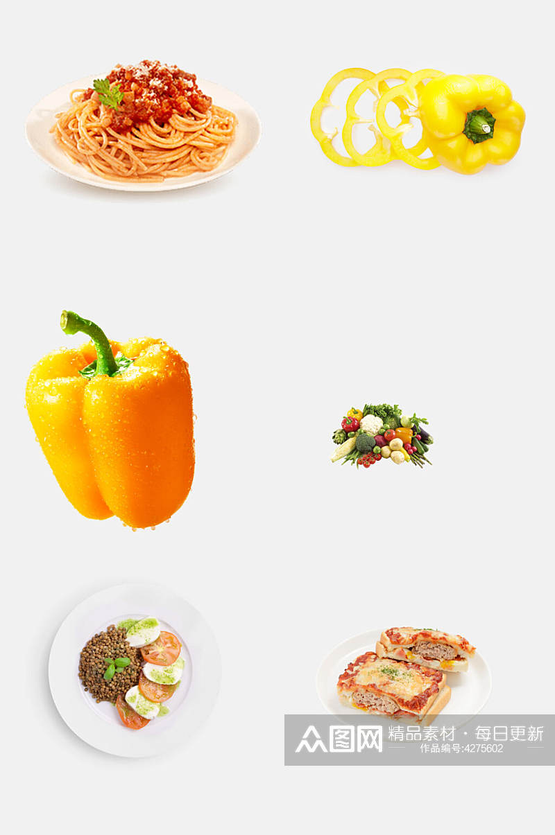 青椒意大利面新鲜食材果蔬免抠素材素材